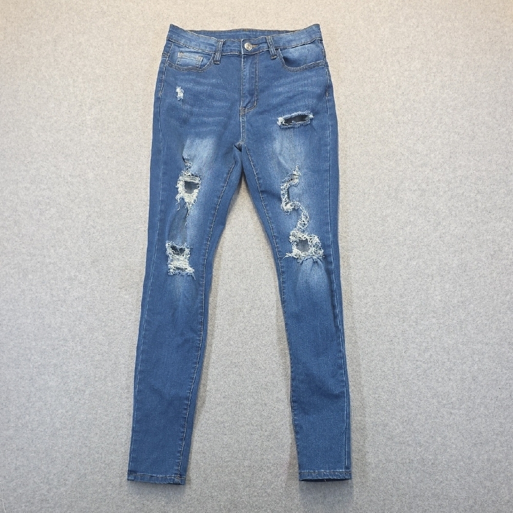 SHEIN Distressed Skinny Jeans Dark Wash Size 4 / Small